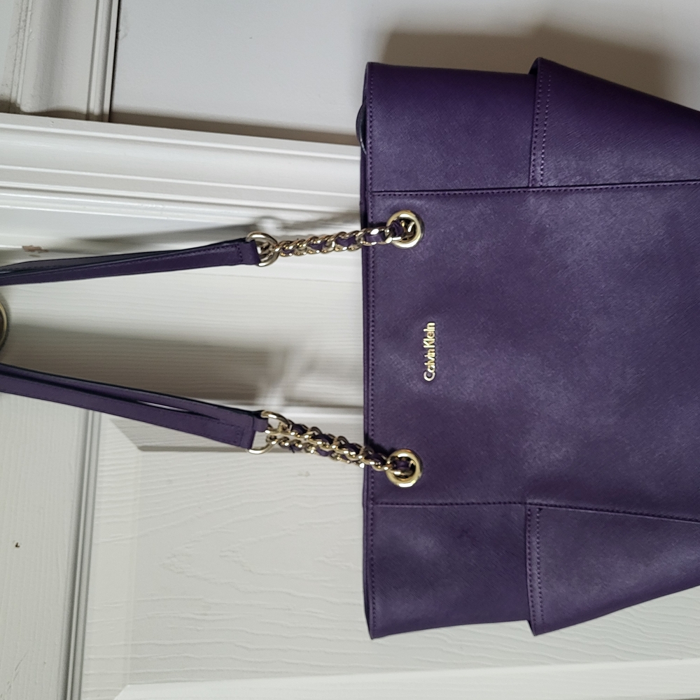 Calvin Klein Purple Tote with Chain Details